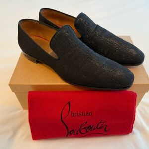 Christian Louboutin Textured Black Men's Slip-Ons